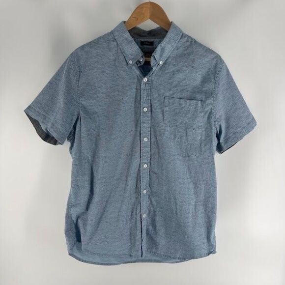 Lee Other - Men's Lee Button Down Shirt Short Sleeve Blue Size Large Stretch Regular Fit